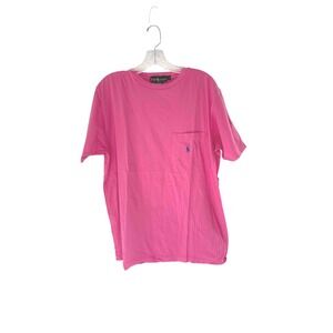 Ralph Lauren T-Shirt Women's Pink Cotton Small Pony Short Sleeve Casual Large